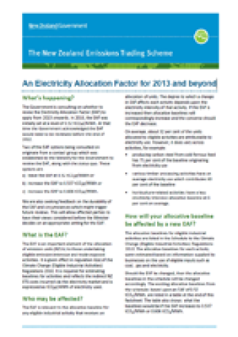 An Electricity Allocation Factor for 2013 and beyond cover