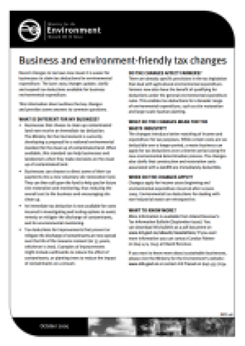 Business and environment friendly tax changes
