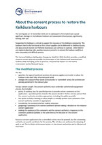 Consent process for restoring Kaikoura harbours web