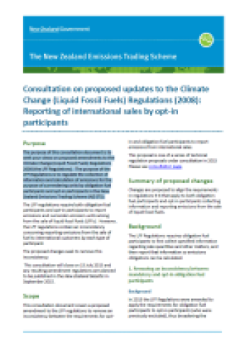 Consultation on proposed updates to the Climate Change Liquid Fossil Fuels COVER