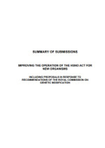 Cover for Summary of Submissions