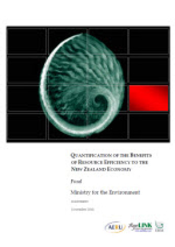 Cover for quantification of the benefits of resource efficiency to the new zealand economy