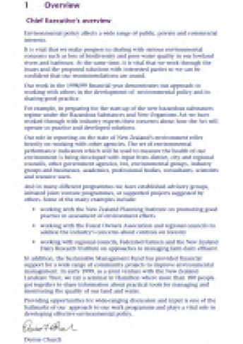 Cover for report of the ministry for the environment year ending 30 june 1999