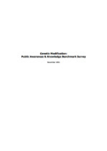 Cover of GM public awareness and knowledge benchmark survey