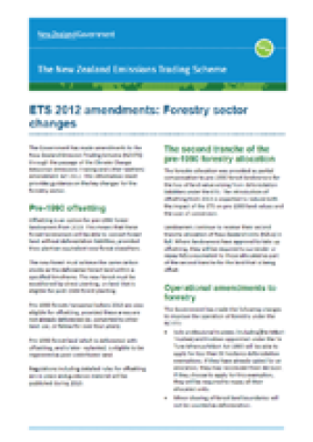 ETS 2012 amendments Forestry sector changes cover
