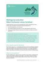 FS16 Mahinga kai and other Maori freshwater values factsheet cover