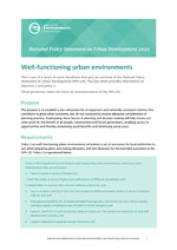 Well functioning urban environments