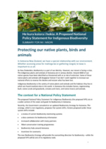 biodiversity nps summary for iw maori cover web