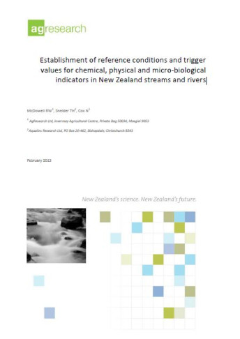 cover agresearch establishment of reference condtions indicators in rivers
