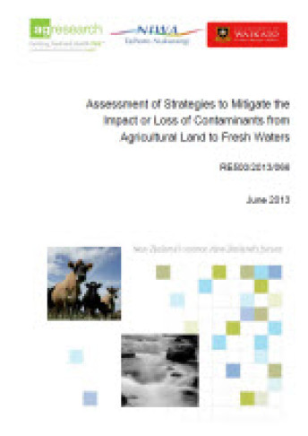 cover for assessment of strategies to mitigate the impact or loss o contaminants from agricultural land to fresh waters