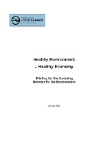 cover for briefing for the new minister for the environment 2002