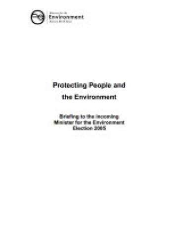 cover for briefing for the new minister for the environment 2005