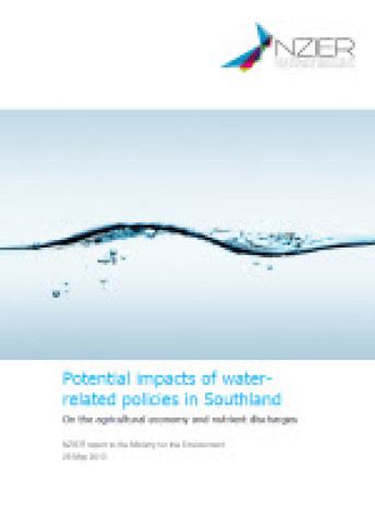 cover for potential impacts of water related policies in southland on the agricultural economy and nutried discharges