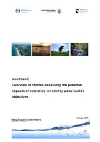 cover for southland overview of studies assing the potential impacts of scenarios for setting water quality objectives