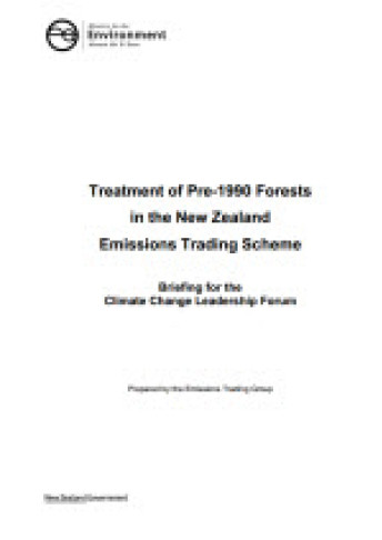 cover for treatment of pre 1990 forest in the nz ets