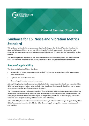 guidance for noise and vibration metrics standard 1