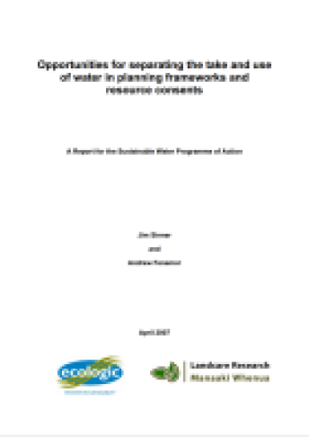 opportunities for separating take and use of water