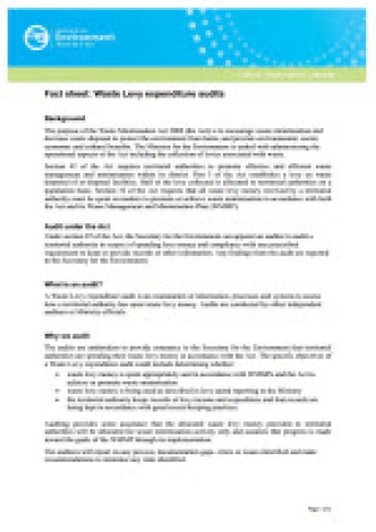 waste levy expenditure audits cover