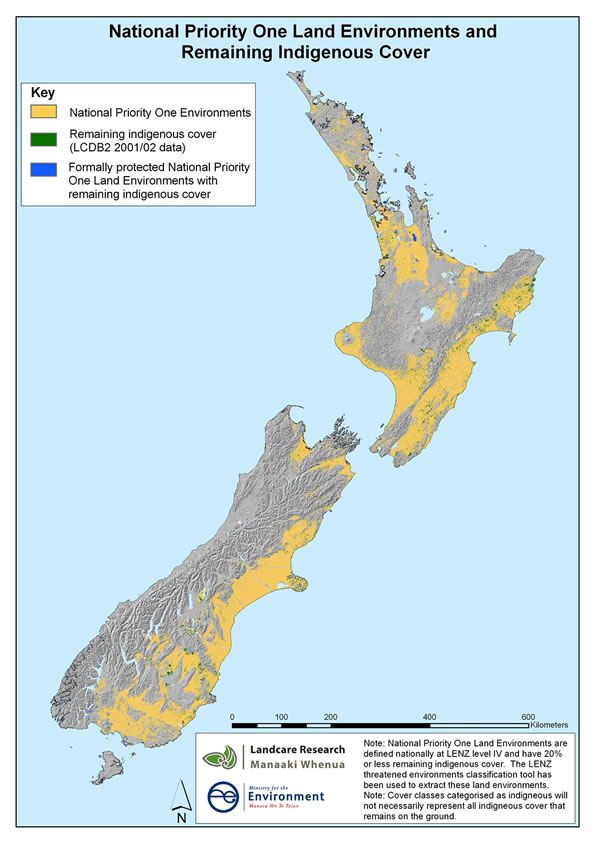 National Priority One Land Environments and Remaining Indigenous Cover