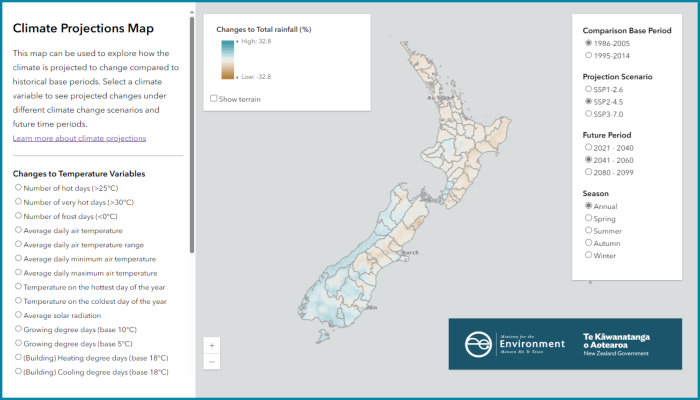 Climate projections map | Ministry for the Environment