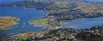 A overhead shot of Porirua Harbour and Kapiti Island
