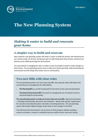 05 New Planning System factsheet build and renovate your home cover