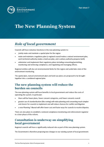 07 New Planning System factsheet   Role of local government cover