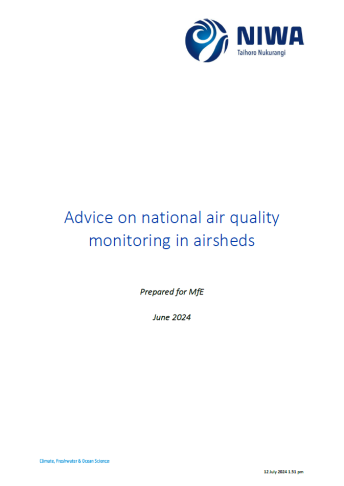 Advice on national air quality monitoring in airsheds cover