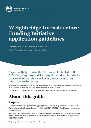 COVER weighbridge infrastructure funding initiative application guidelines