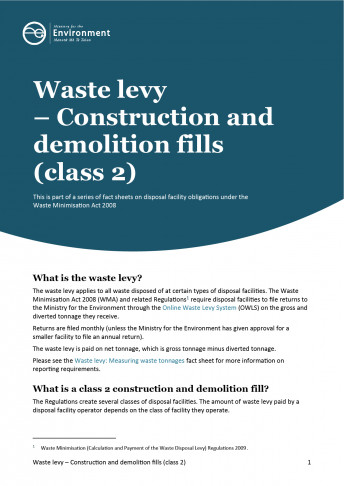 Construction and demolition fills class 2 factsheet cover