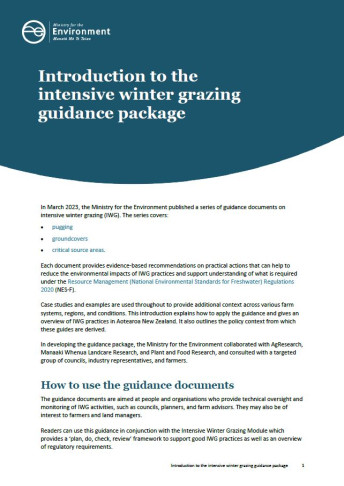 Cover from Introduction to the intensive winter grazing guidance package