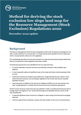 Cover from Method for deriving the stock exclusion low slope land map