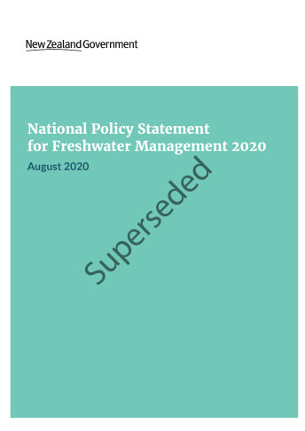 Cover from national policy statement for freshwater management 2020