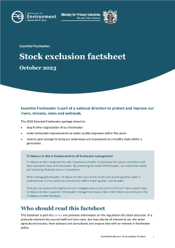 Cover Essential Freshwater Stock exclusion factsheet