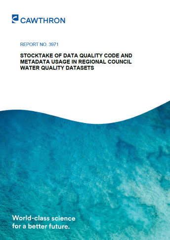 Cover stocktake of data quality code and metadata usage in regional council water quality datasets