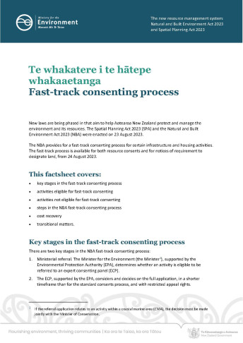 Fast track consenting process v3