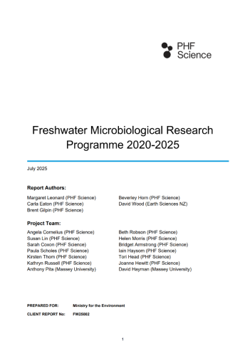Freshwater Microbiological Research Programme 2020 2025 cover