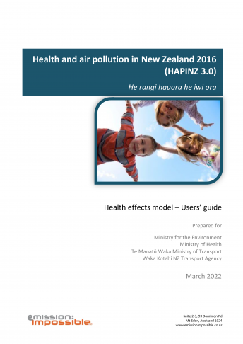 HAPINZ 3.0 health effects model users guide cover