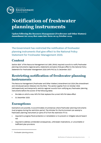 Notification of freshwater planning instruments