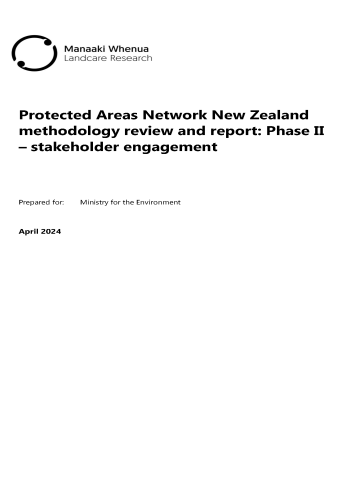 Protected Areas Network of NZ report phase II cover