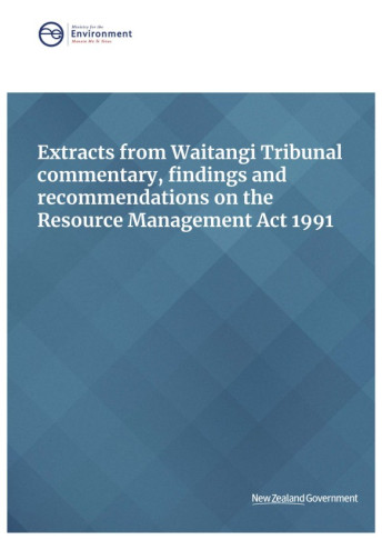 Publication cover Extracts from Waitangi Tribunal commentary, findings and reccomendations