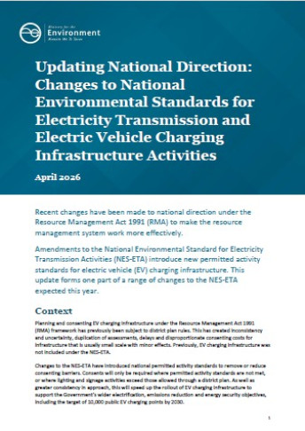 Updating National Direction Changes to NESs for Electricity Transmission and EV Charging Infrastructure Activities   Apr2026