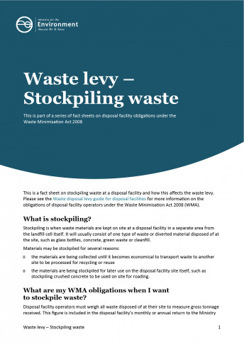 Stockpiling waste factsheet cover