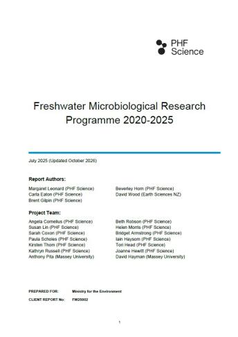Cover freshwater microbiological research programme 2020 2025 updated