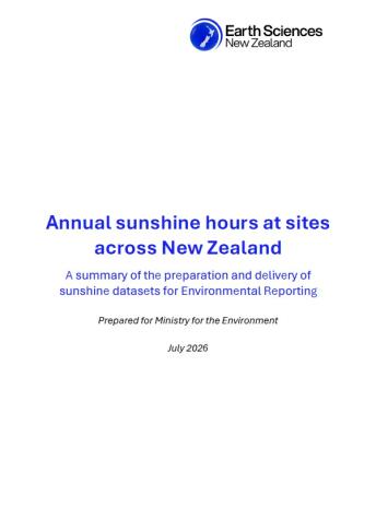 Cover Annual sunshine hours at sites across New Zealand