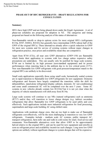 Phase out options for HFC refrigerants cover