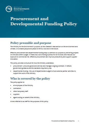 Procurement and Departmental Funding Policy cover