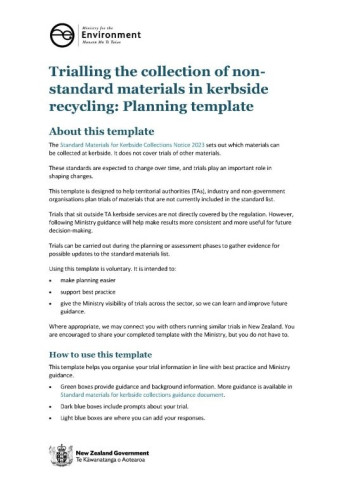 cover kerbside collection trials template
