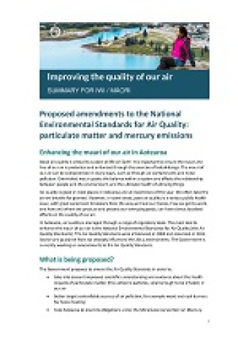 Improving the quality of our air summary for iwi / Māori cover page thumbnail