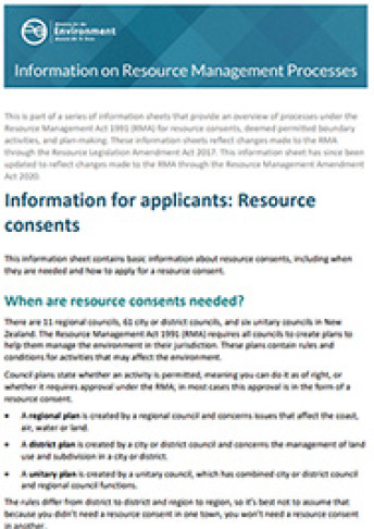 Cover for Information sheets on resource management processes for general public